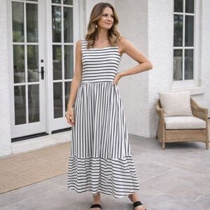 Striped Black and White Maxi Dress